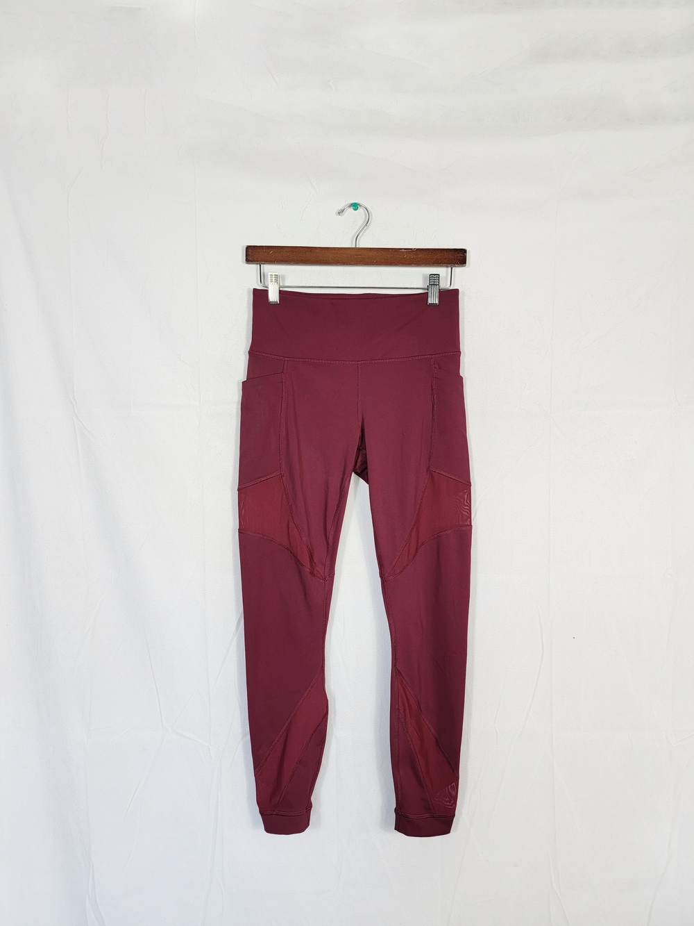 Members Mark Medium High-Waist Maroon Active Leggings with Side Pockets